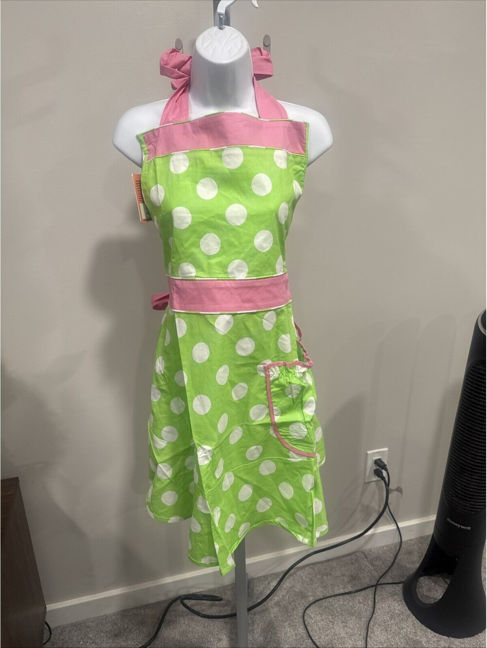 NEW Grandway The BETTY PINK COTTON APRON , pink green,Flirty,